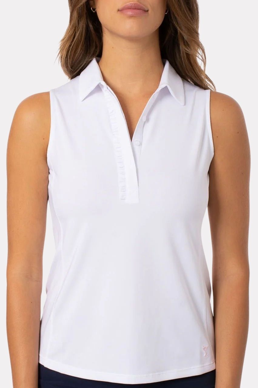 Golftini Ruffle Sleeveless White Polo