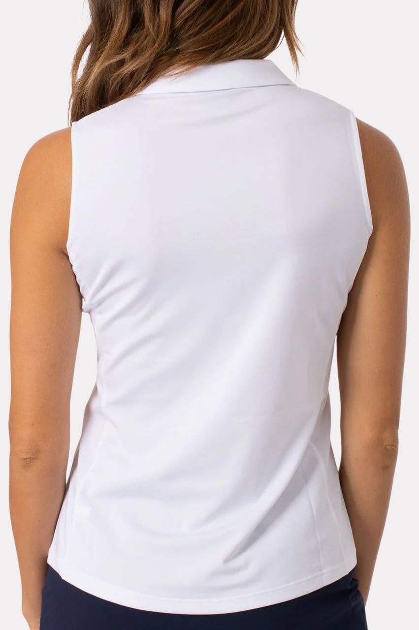 Golftini Ruffle Sleeveless White Polo