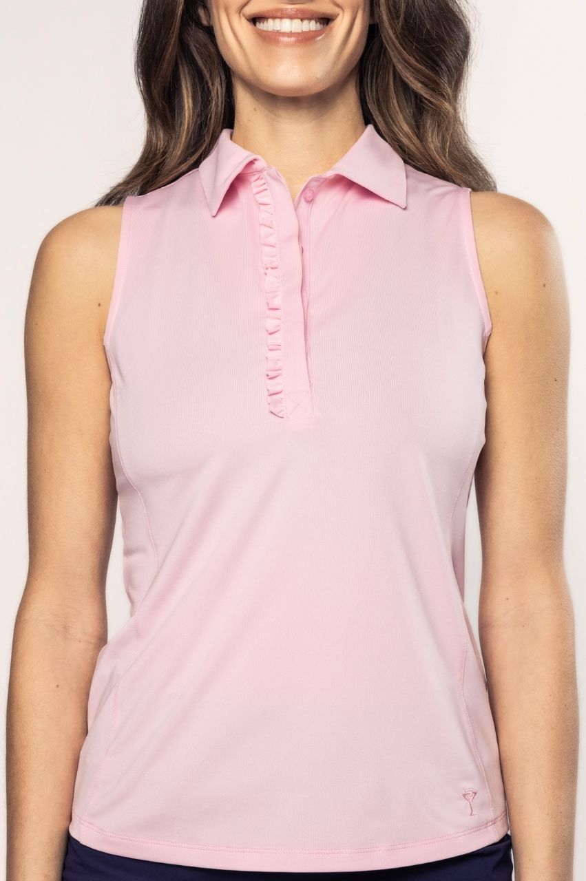 Golftini Ruffle Sleeveless Rose Pink Polo