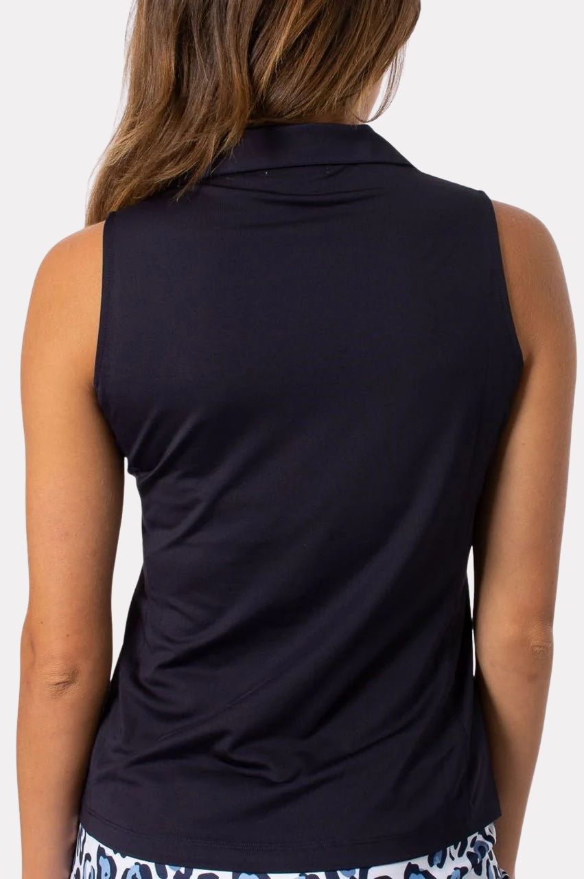 Golftini Classic Sleeveless Navy Zip Polo