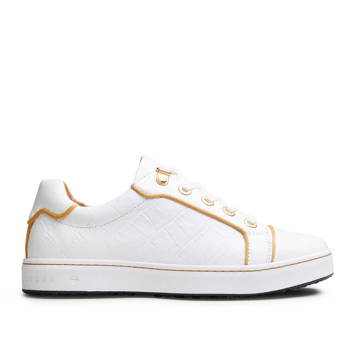 Royal Albartross Buckingham Golf Shoe - White/Gold Croc