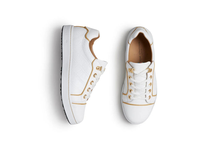 Royal Albartross Buckingham Golf Shoe - White/Gold Croc