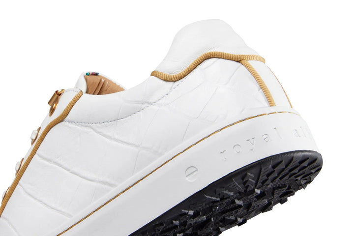 Royal Albartross Buckingham Golf Shoe - White/Gold Croc
