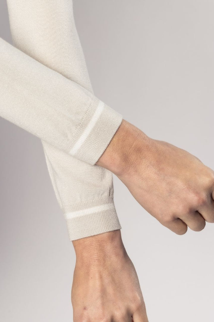 Golftini Khaki/White Stretch V-Neck Sweater