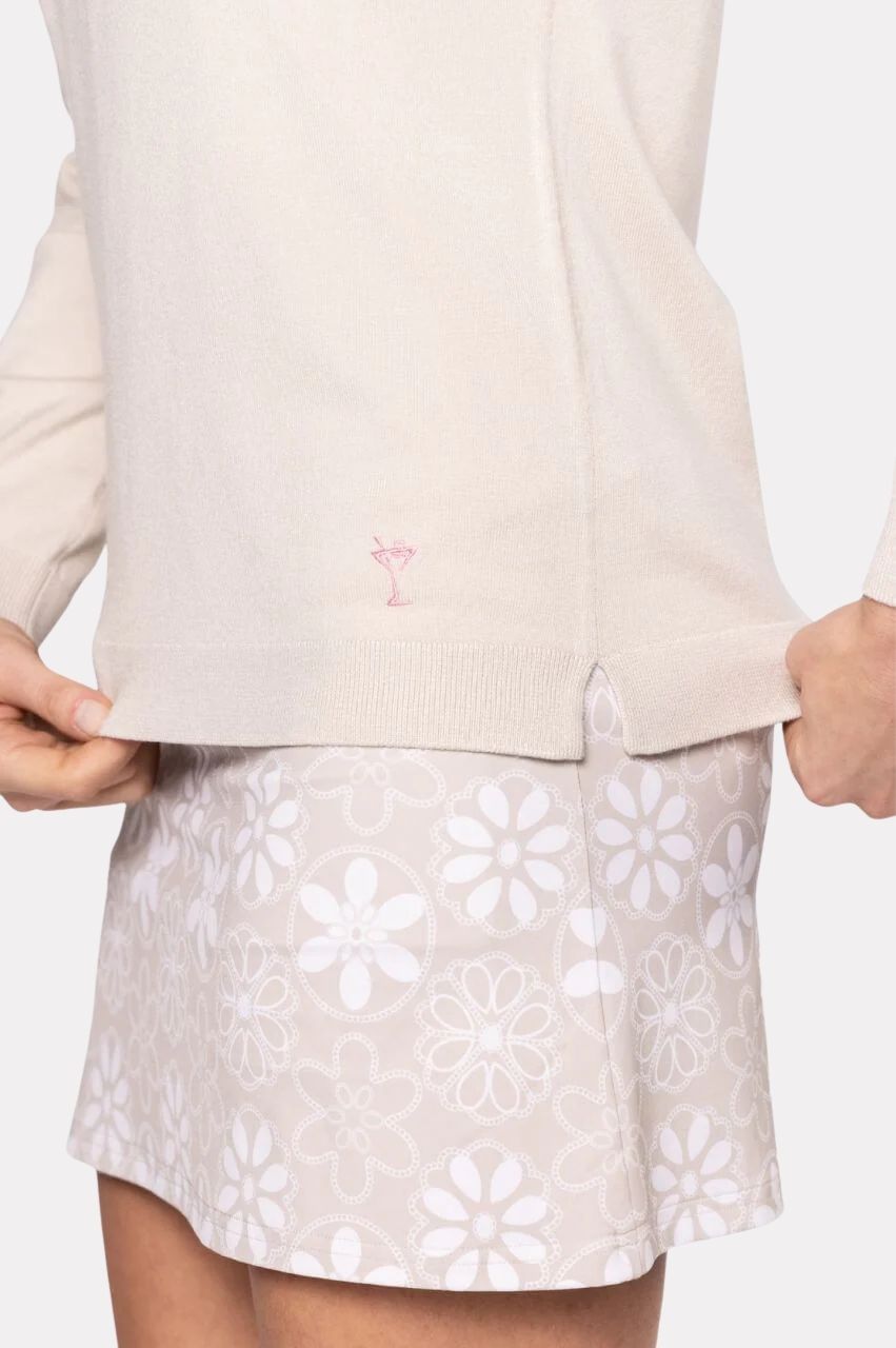 Golftini Button Long Sleeve Khaki Sweater