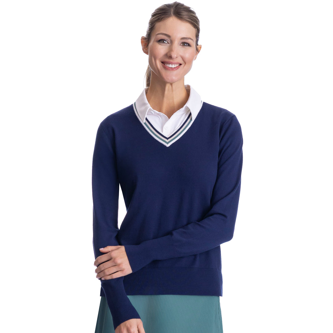 BelynKey Ink/Silver Pine Katie VNeck Sweater