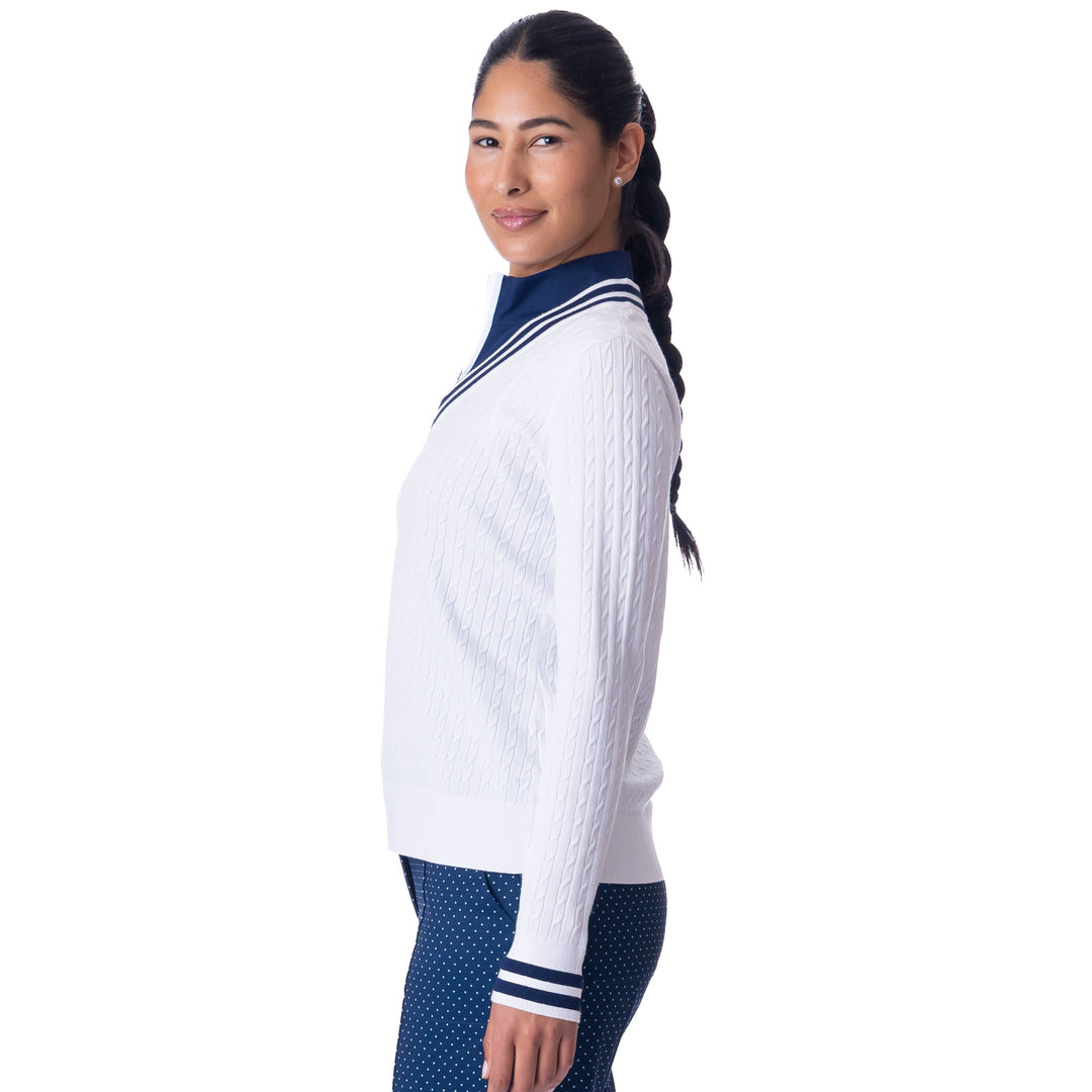 BelynKey Ivy Chalk/Ink V-neck Sweater