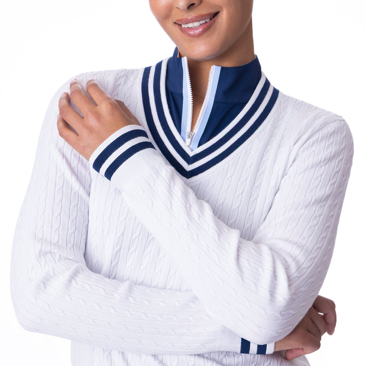 BelynKey Ivy Chalk/Ink V-neck Sweater