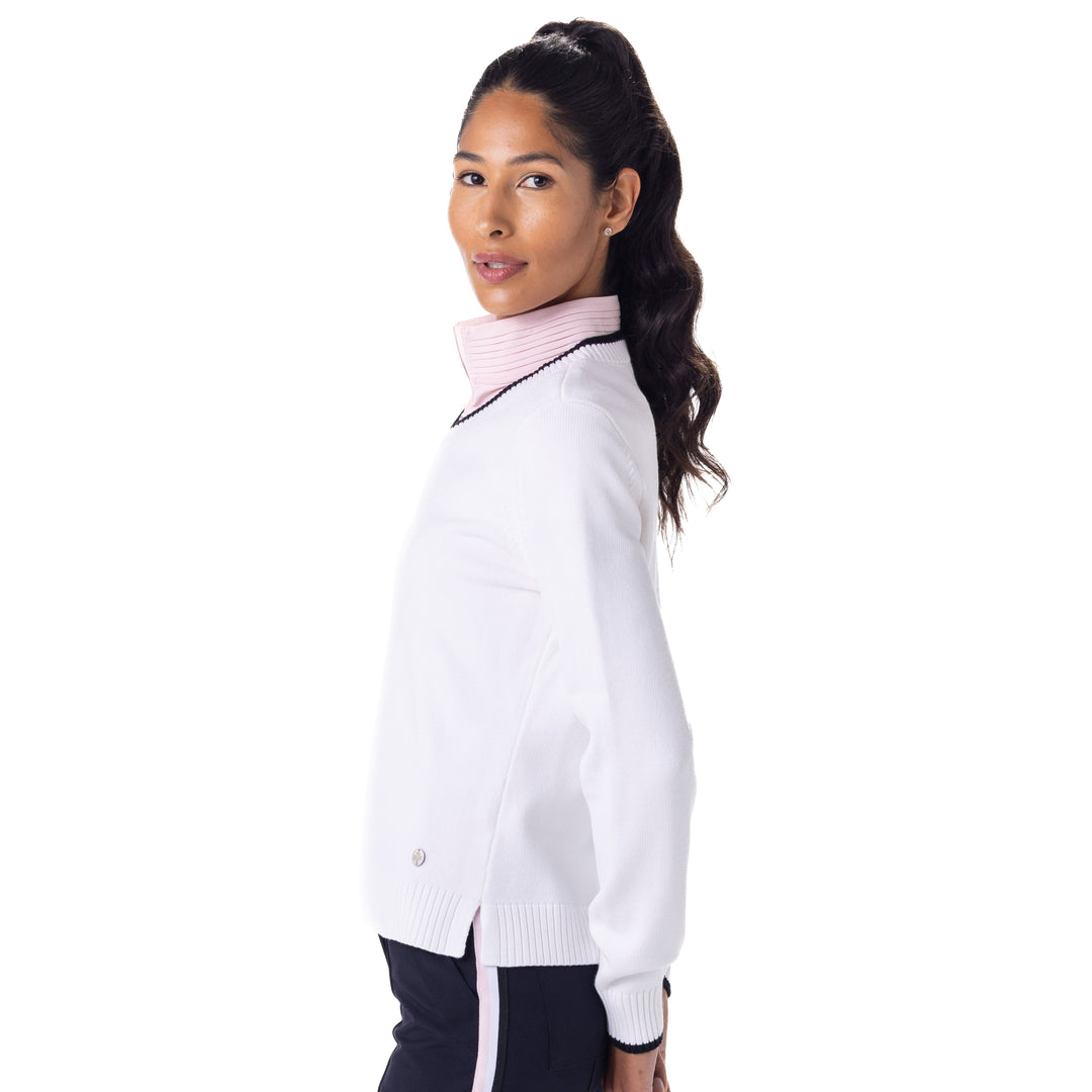 BelynKey Margot Chalk/Onyx V-Neck Sweater