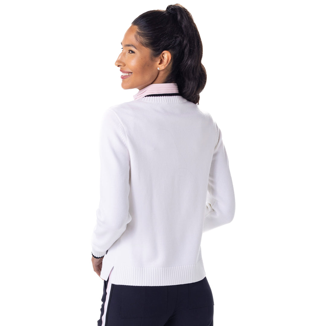 BelynKey Margot Chalk/Onyx V-Neck Sweater