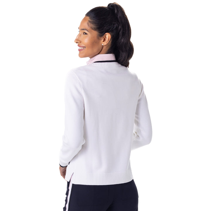 BelynKey Margot Chalk/Onyx V-Neck Sweater