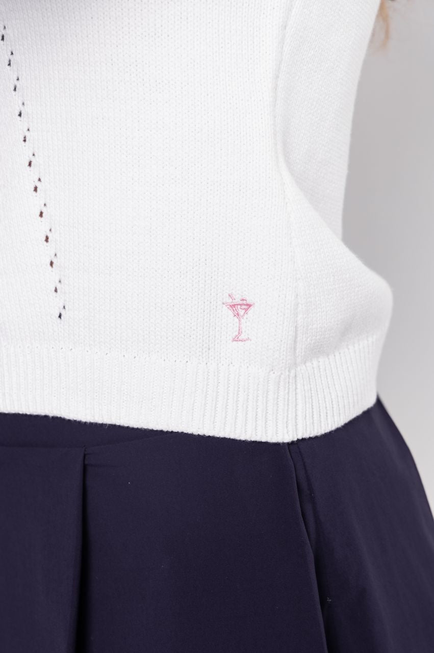 Golftini Varsity White Sweater Vest
