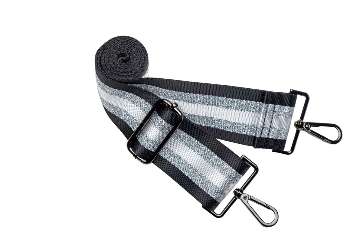 WanderFull Classic Matte Black HydroBag® with Silver Striped Strap