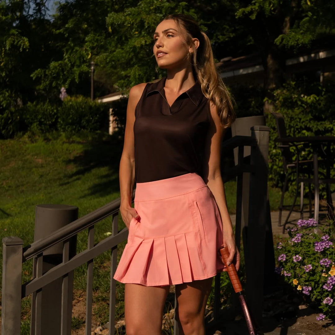 JoFit Dash Petal Pink 15" Pleated Back Skort