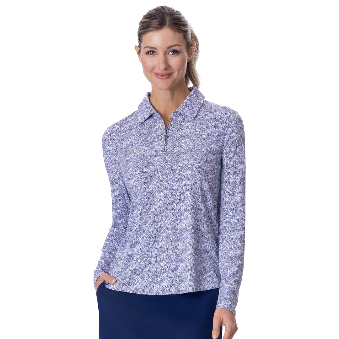 BelynKey BK Emerald Fields Long Sleeve Ink Polo