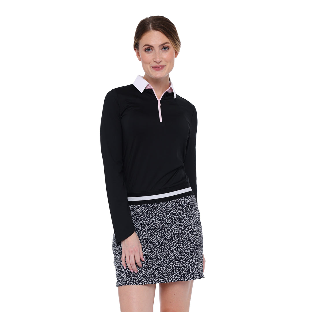 BelynKey Gracie Onyx/Cherry Blossom Long Sleeve Polo