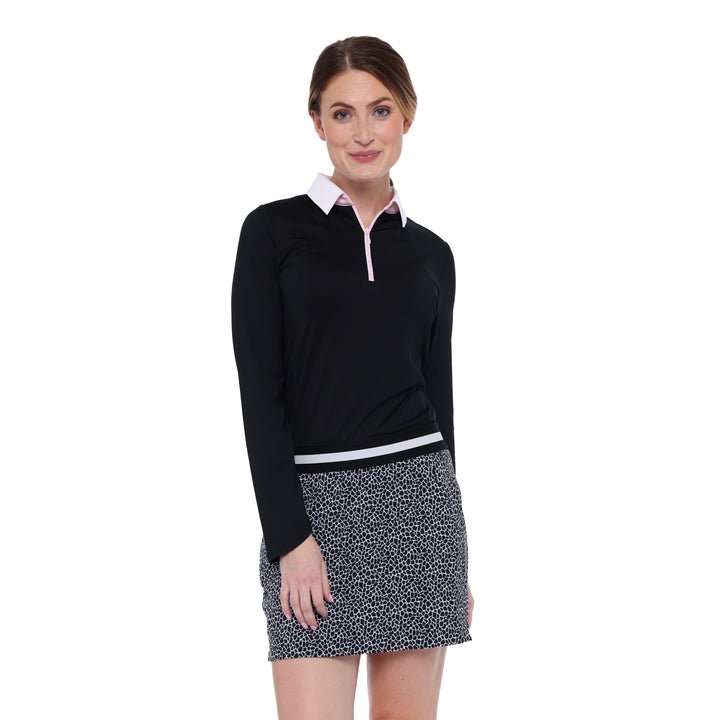 BelynKey Gracie Onyx/Cherry Blossom Long Sleeve Polo