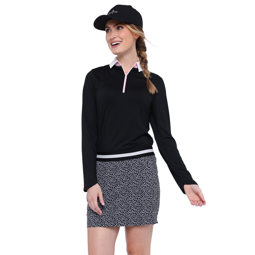 BelynKey Gracie Onyx/Cherry Blossom Long Sleeve Polo