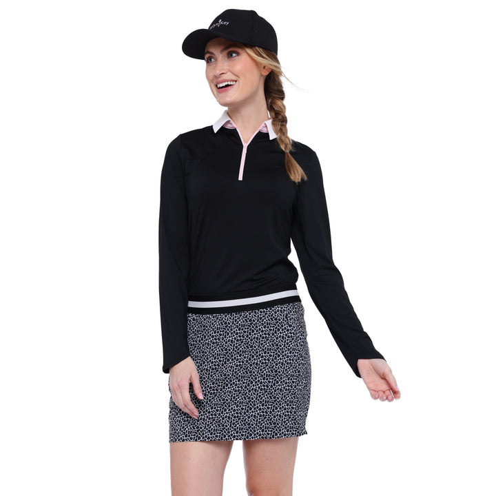 BelynKey Gracie Onyx/Cherry Blossom Long Sleeve Polo