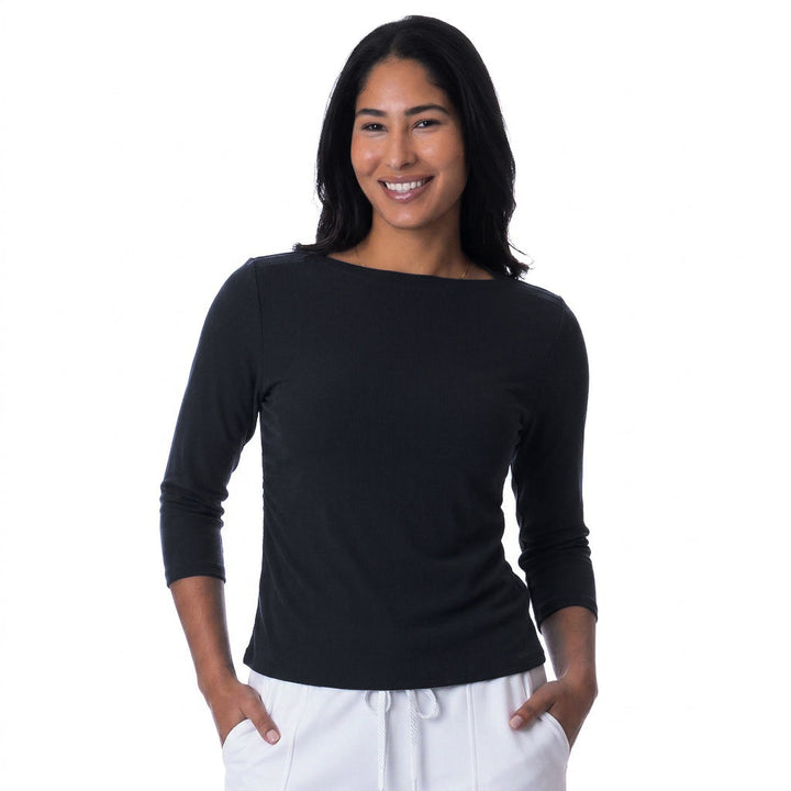 BelynKey Sueded Transit Washed Onyx 3/4 Sleeve Top