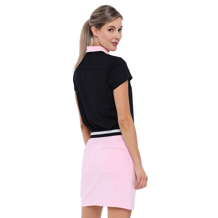 BelynKey Birdie Onyx/Cherry Blossom Cap Sleeve Polo