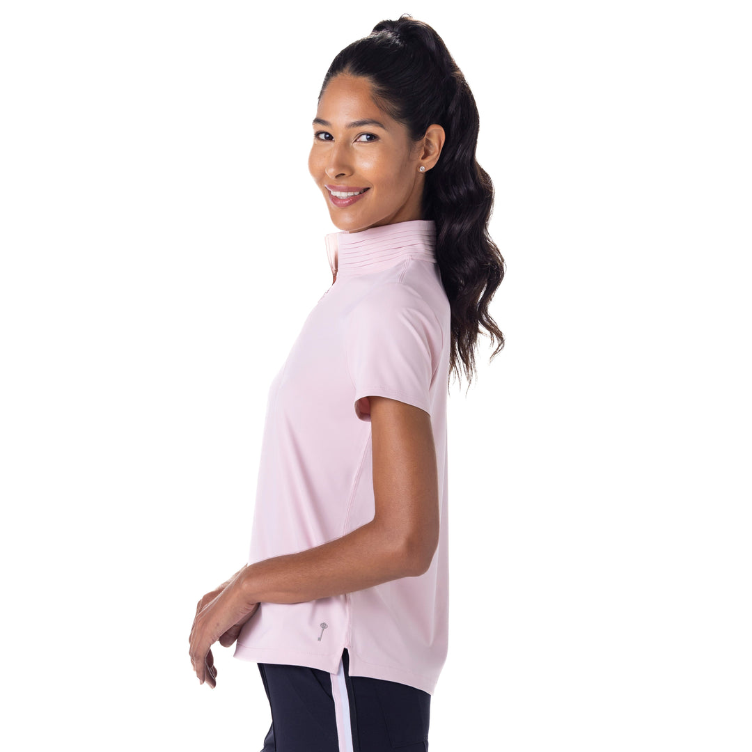 BelynKey BK Ballet Pink Short Sleeve Pleat Mock