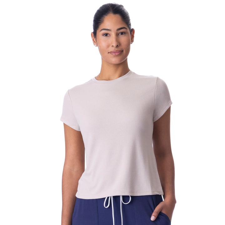 BelynKey Bliss Rib Biscotti Short Sleeve Transit Tee