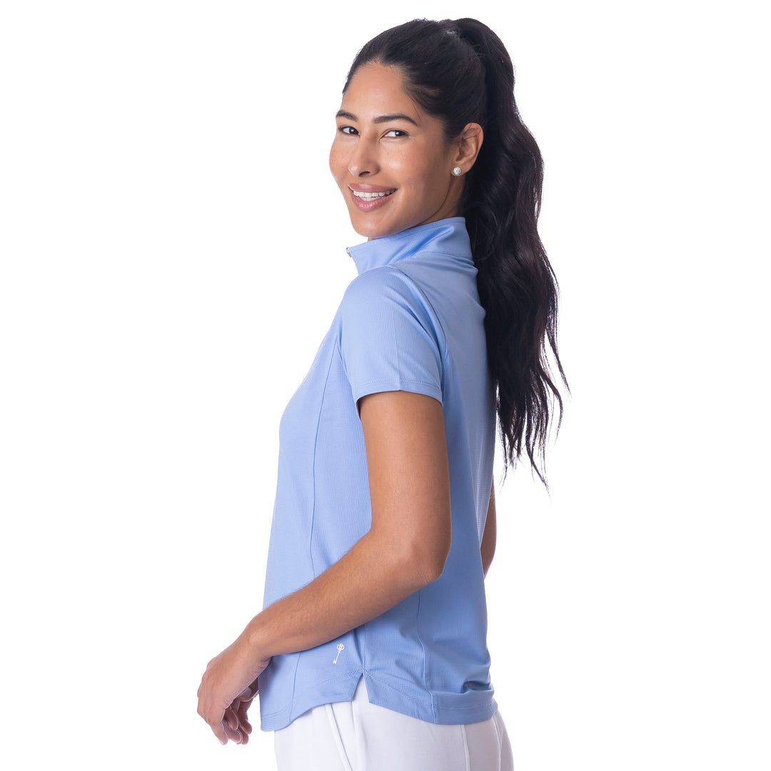BelynKey Abbey Jacquard Knit Ice Cap Short Sleeve Mock
