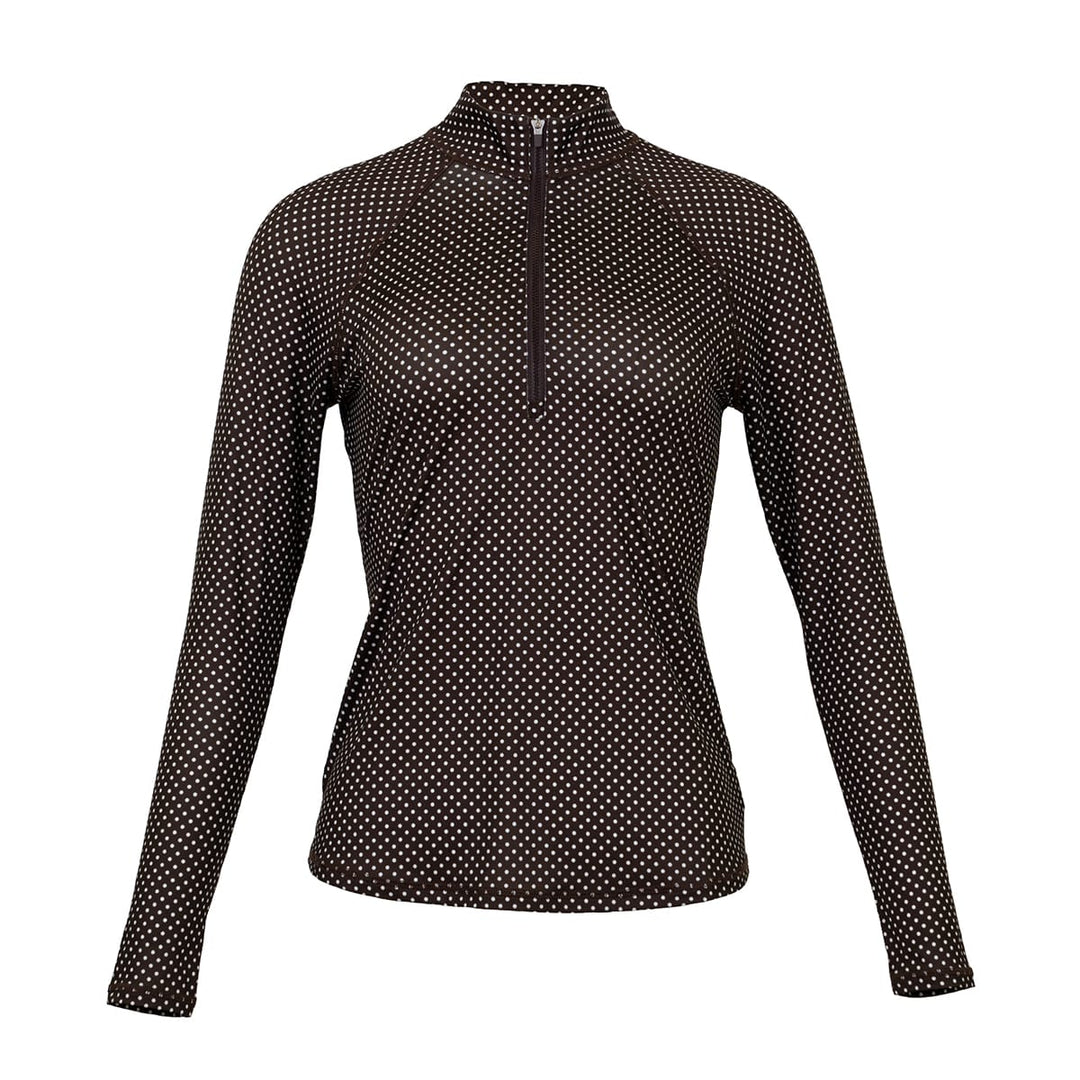 JoFit UV Long Sleeve Espresso Dot Mock