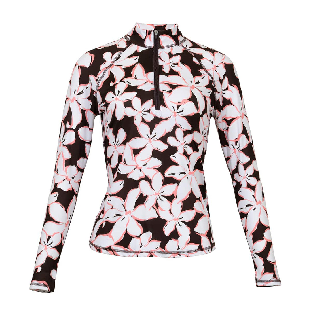 JoFit UV Long Sleeve Mocha Floral Mock
