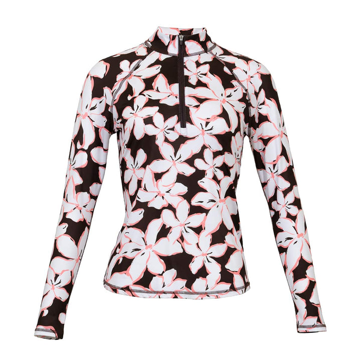 JoFit UV Long Sleeve Mocha Floral Mock