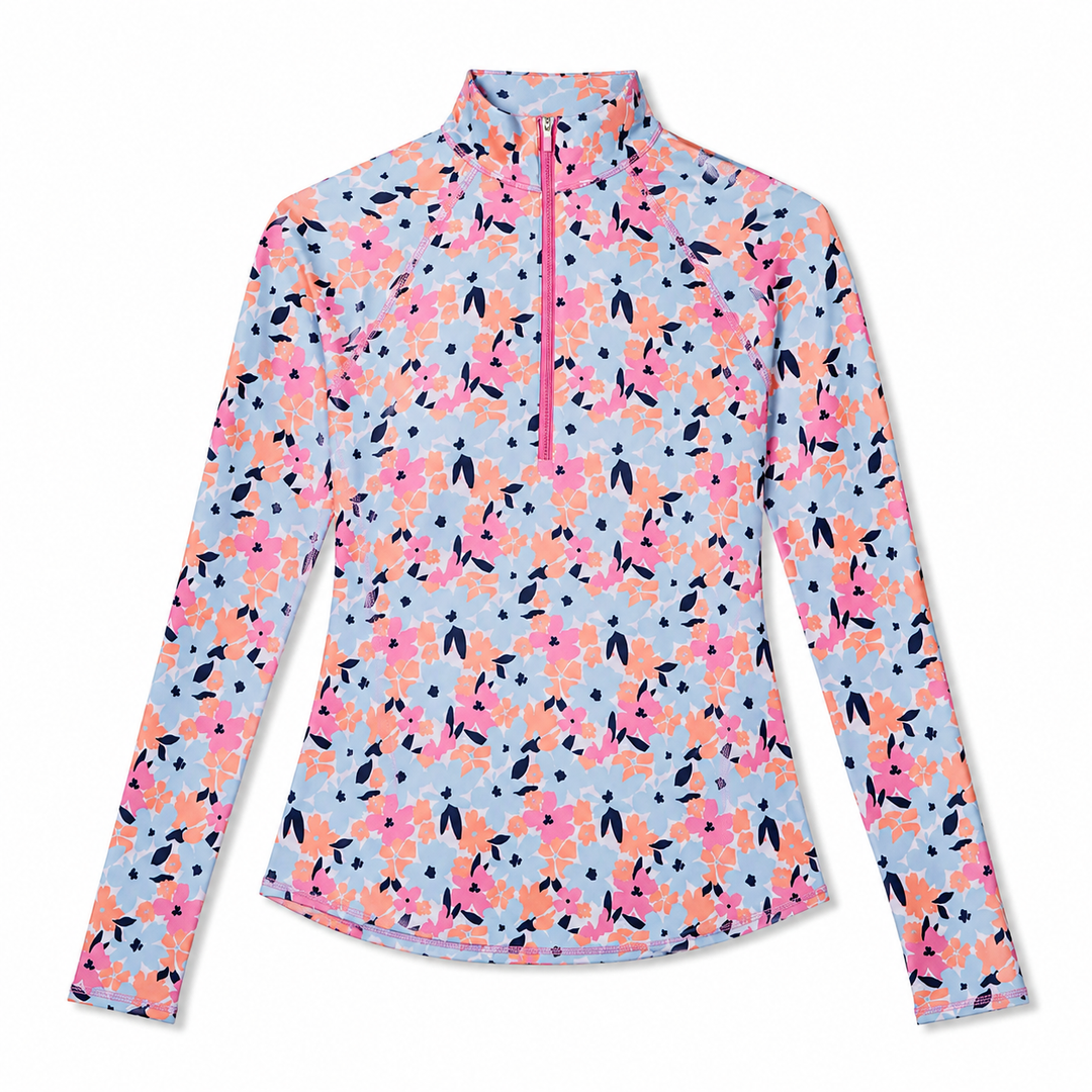 JoFit Pastel Petals Long Sleeve UV Mock