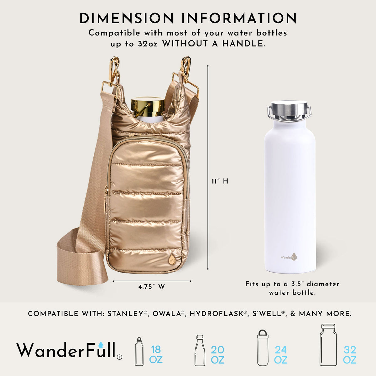 WanderFull Shiny Gold/Solid Strep HydroBag®