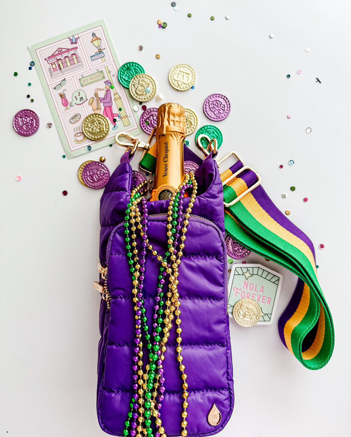 WanderFull Classic Matte Deep Violet HydroBag® with Mardi Gras Strap