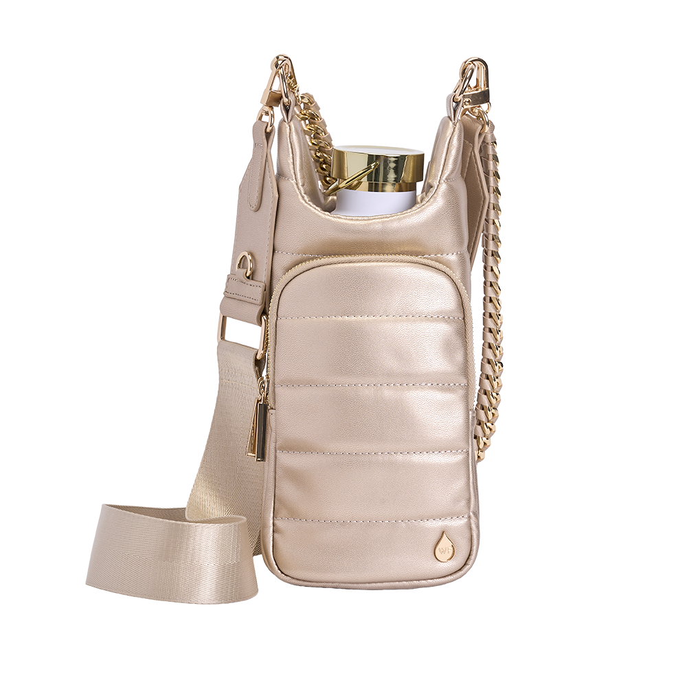 WanderFull Vegan Gold Leather HydroBag® with Strap Bundle