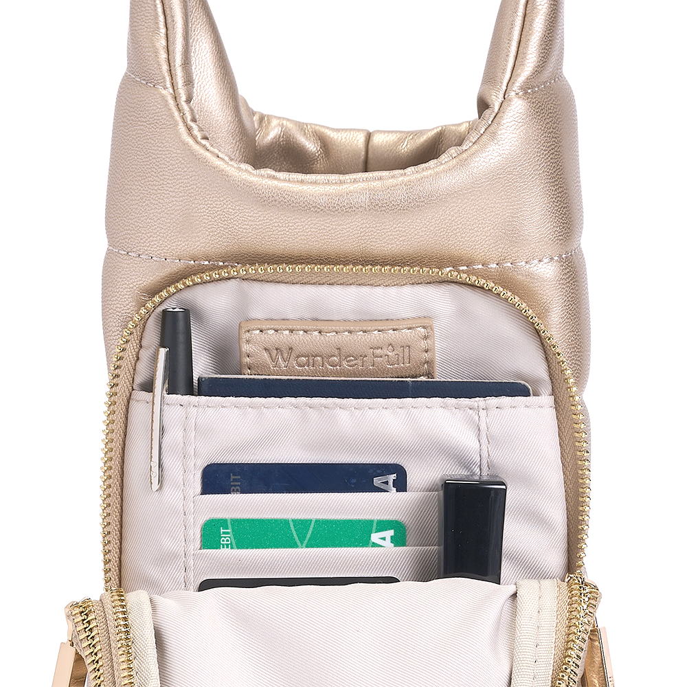 WanderFull Vegan Gold Leather HydroBag® with Strap Bundle