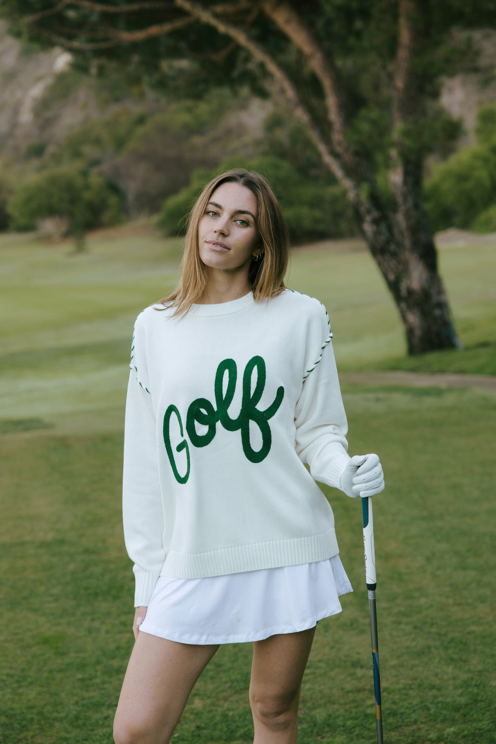 Ellsworth+Ivey Riley Ivory Green Crewneck Sweater
