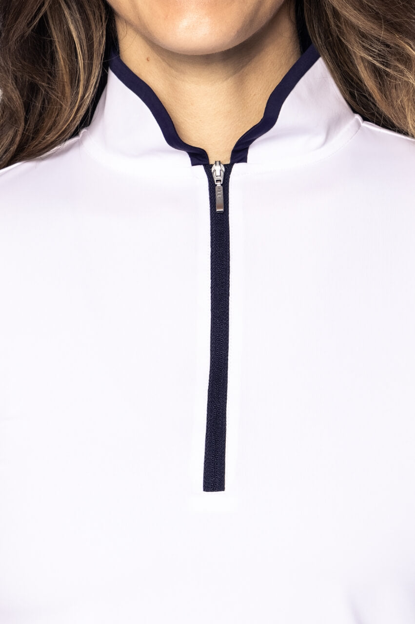 Golftini Cool Girl Long Sleeve White/Navy Mock
