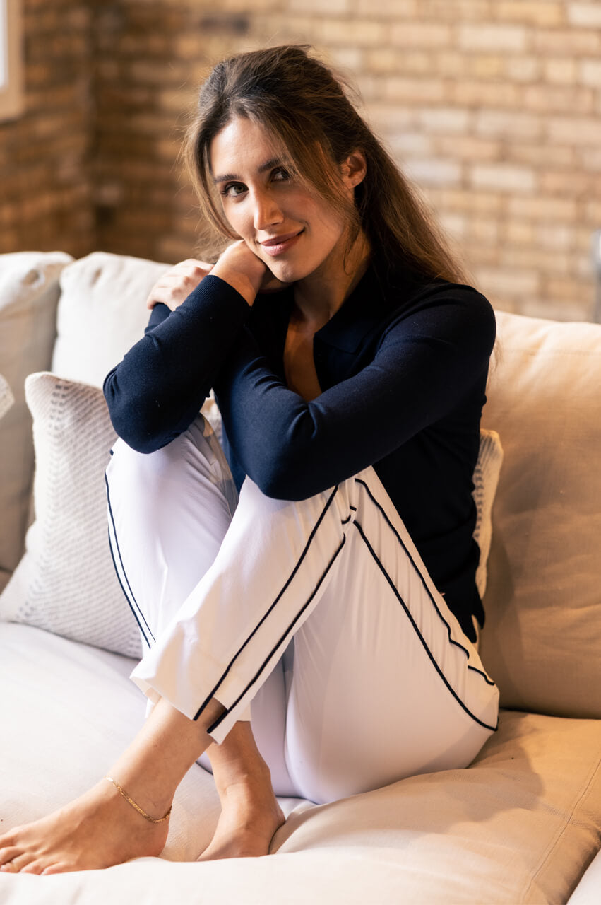 Golftini 27/30" White/Navy Ankle Pant