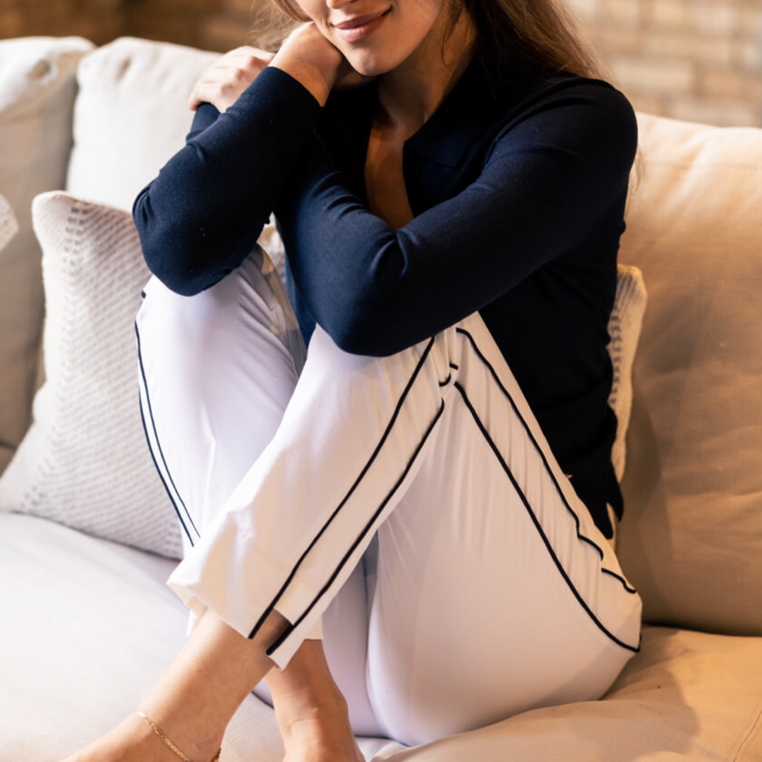 Golftini 27/30" White/Navy Ankle Pant