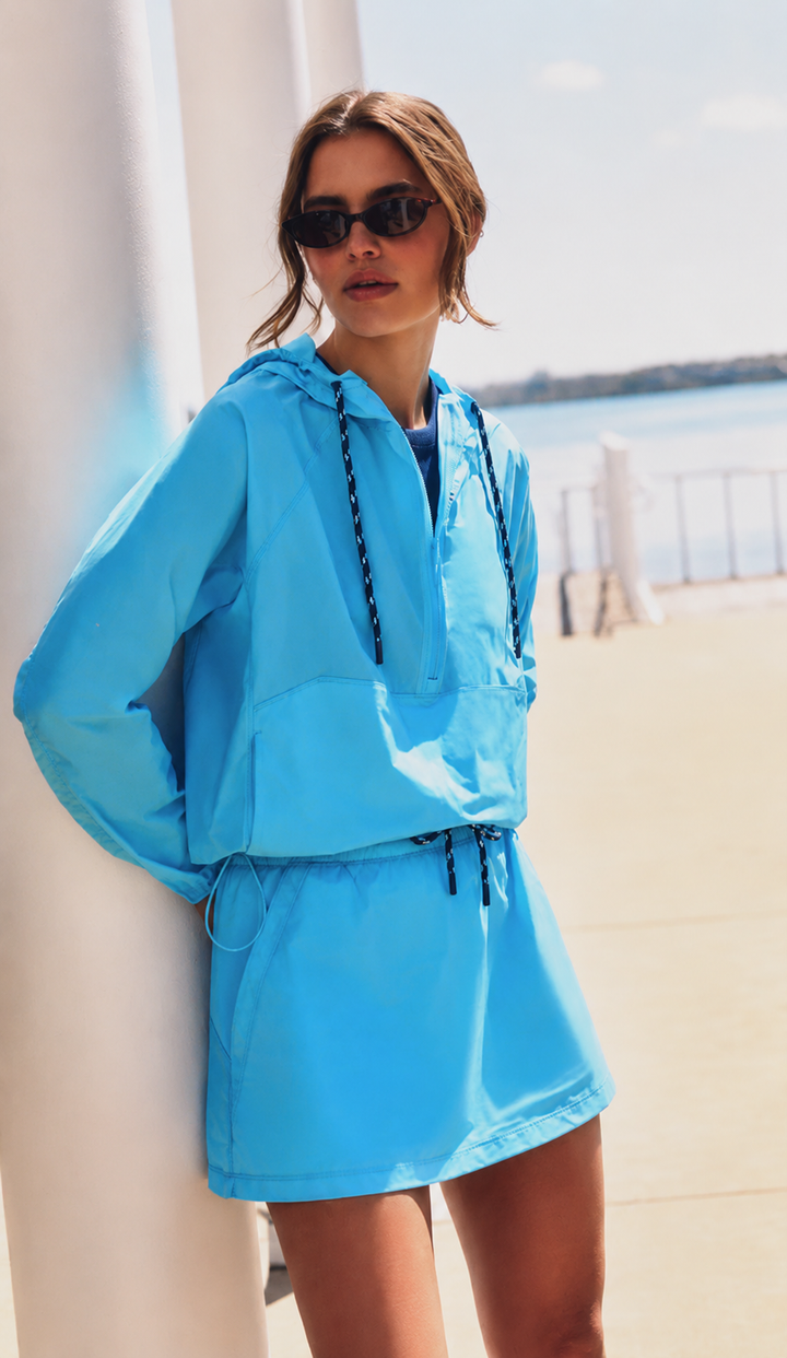 Greyson Wind Half-Zip Marina Blue Drawcord Jacket