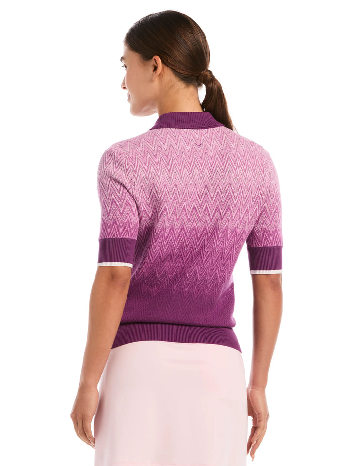 Callaway Chevron Gradient Knit Half Short Sleeve Sweater Polo [SF26]