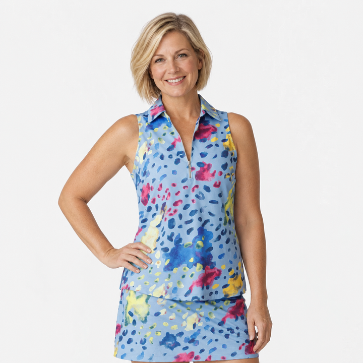 Madi Amalfi Blue Sleeveless Polo