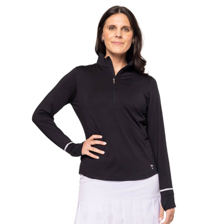 Golftini Fabulous Long Sleeve Black Mock Pullover