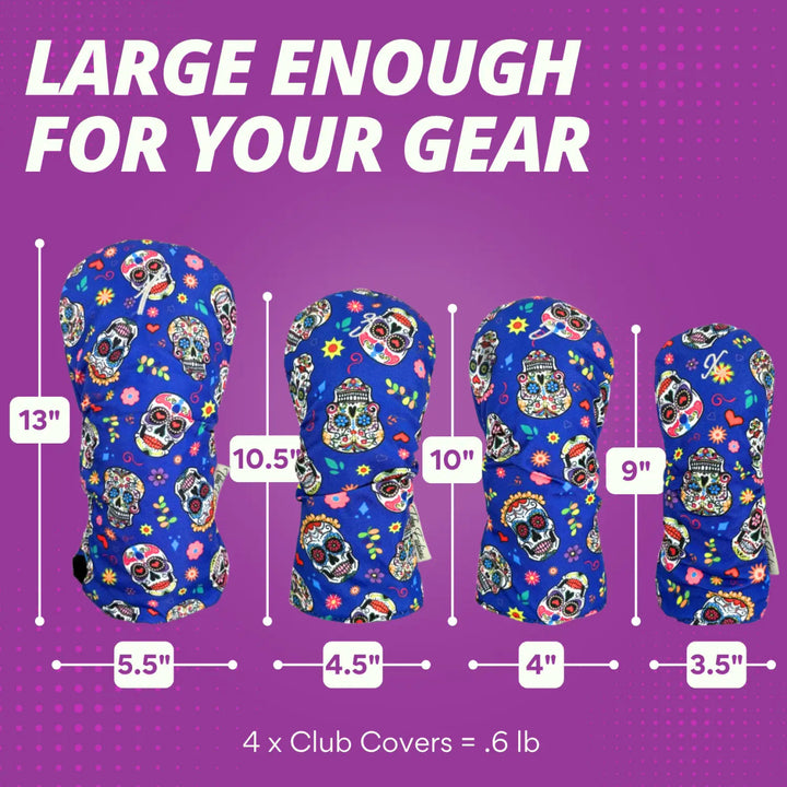 Taboo Fashions Sugar Skulls Blue 4-Pack Headcover Set