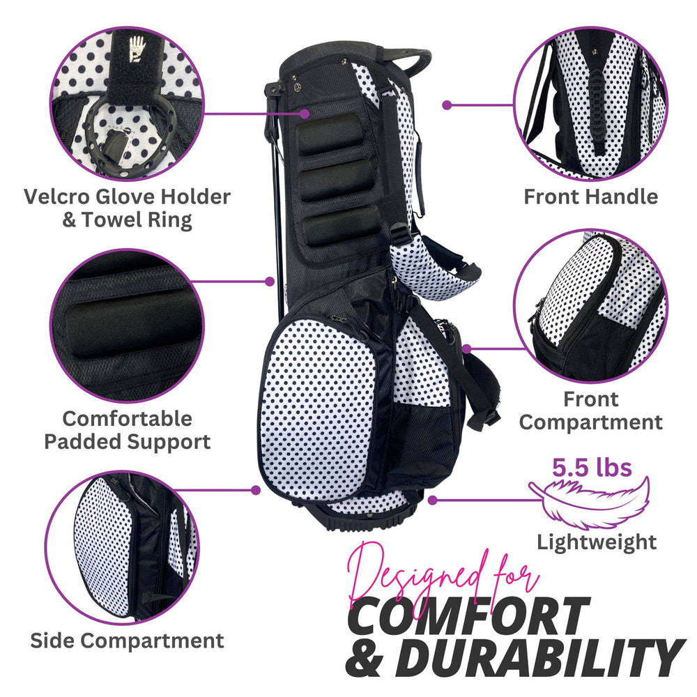 Taboo Fashions Black Tie Polka Dots 4-Way Lightweight Stand Bag