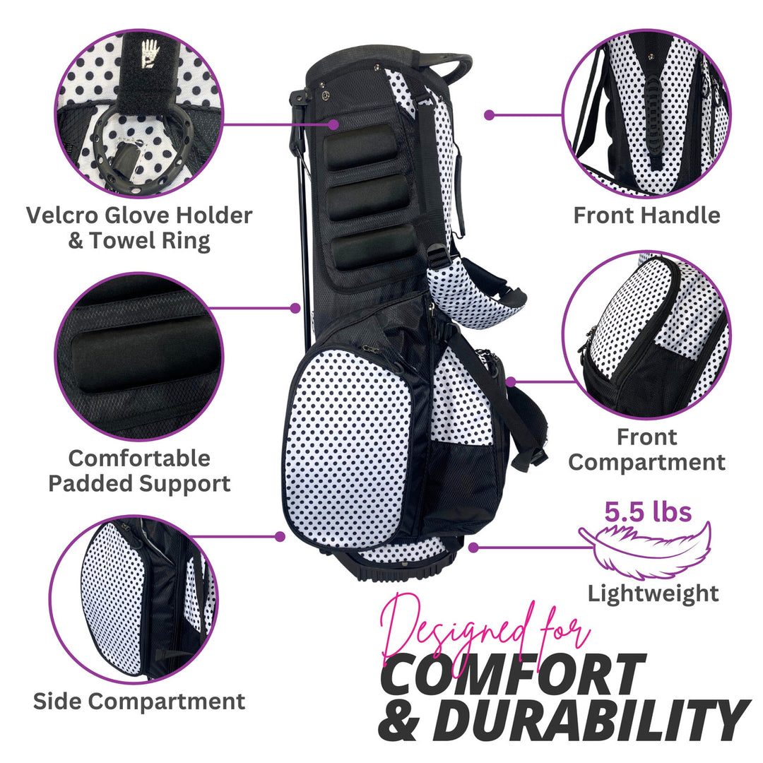 Taboo Fashions Black Tie Polka Dots 4-Way Lightweight Stand Bag