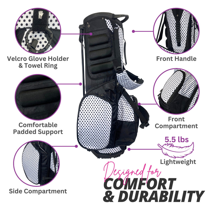 Taboo Fashions Black Tie Polka Dots 4-Way Lightweight Stand Bag
