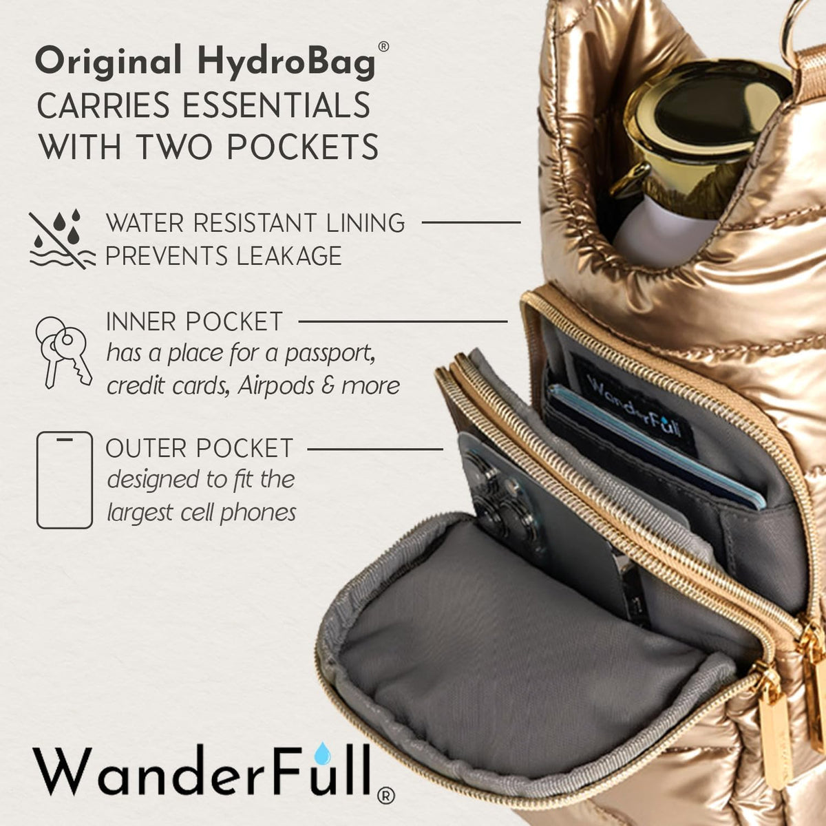 WanderFull Shiny Gold/Solid Strep HydroBag®