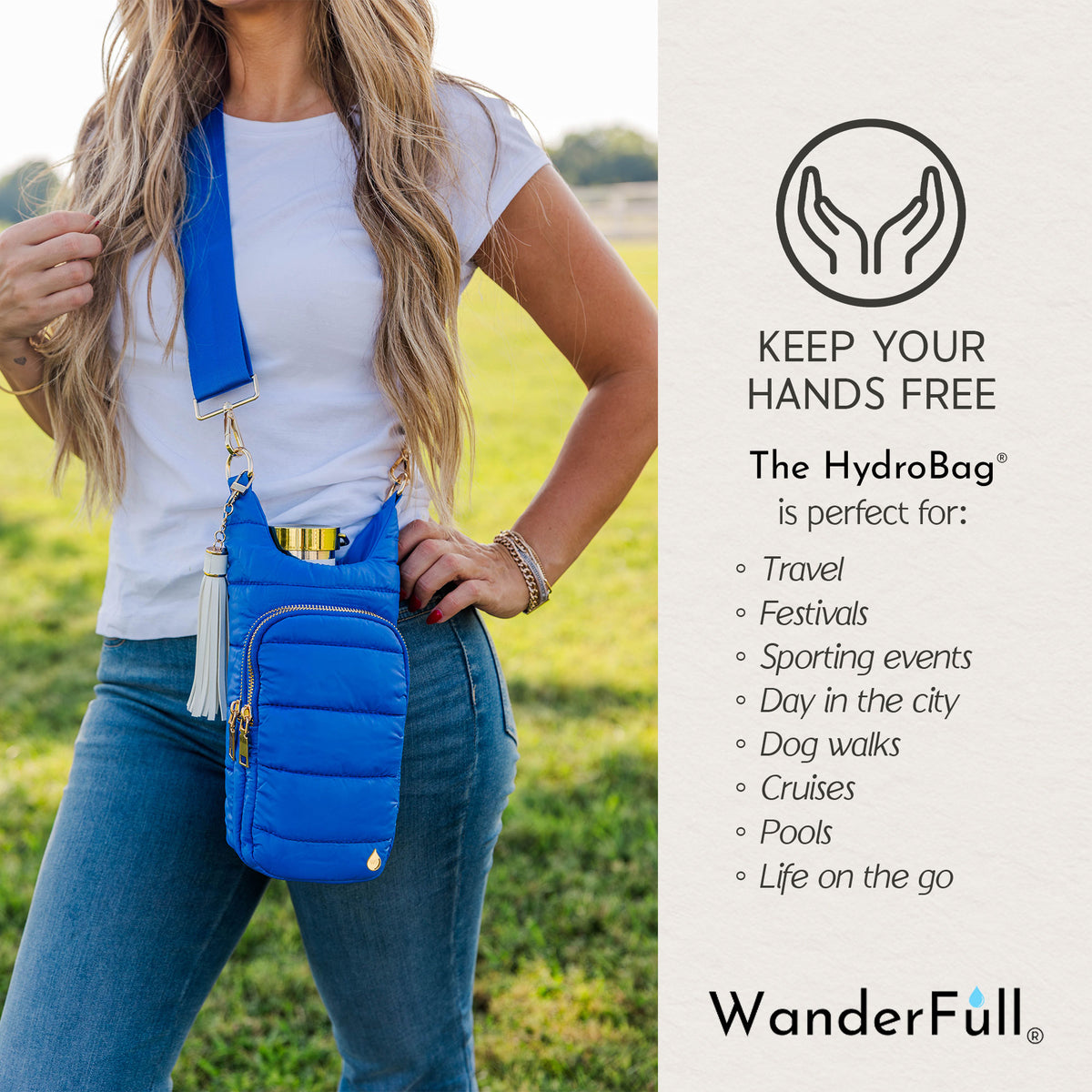 WanderFull Classic Matte Royal Blue HydroBag® with Solid Strap